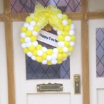 Dolls House Wreath Happy Easter Yellow and White Pom Pom Miniature Decoration 1:12th Scale