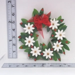 Dolls House Christmas Wreath Miniature White Flowers Berries and Red Organza Bow 1:12 Scale