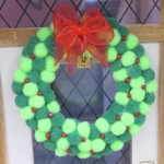 Dolls House Christmas Wreath Miniature Pom Poms Tiny Berries and Red Organza Bow 1:12 Scale