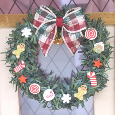 Dolls House Christmas Wreath Candy Cane Miniature Door Decoration 1:12 Scale