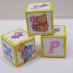 Dolls House Toy Letter Blocks Set of 3 Winnie the Pooh White and Yellow 1:12 Scale Nursery Miniature