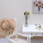 Dolls House Hat with Orange Ribbon and Gold Bow Miniature Clothes 1:12 Scale