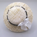 Dolls House Hat with Black & White Ribbon and Satin Bow Miniature Clothes 1:12 Scale