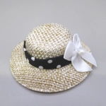 Dolls House Hat with Black & White Ribbon and Satin Bow Miniature Clothes 1:12 Scale