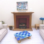 Dolls House Table Blue Tiled Low Coffee Occasional Miniature Furniture 1:12 Scale