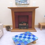 Dolls House Table Blue Tiled Low Coffee Occasional Miniature Furniture 1:12 Scale