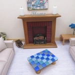 Dolls House Table Blue Tiled Low Coffee Occasional Miniature Furniture 1:12 Scale