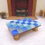 Dolls House Table Blue Tiled Low Coffee Occasional Miniature Furniture 1:12 Scale