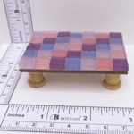 Dolls House Table Pink Purple Tiled Low Coffee Occasional Miniature Furniture 1:12 Scale