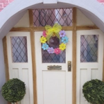 Dolls House Wreath with Miniature Flowers and Yellow Bow 1:12th Scale