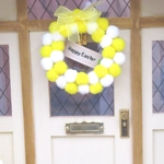 Dolls House Wreath Happy Easter Yellow and White PomPom Miniature Decoration 1:12th Scale