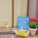 Dolls House Easter Bunny Miniature Blue Sign 1:12th Scale