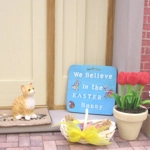 Dolls House Easter Bunny Miniature Blue Sign 1:12th Scale