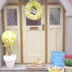 Dolls House Wreath Happy Easter Yellow and White Pom Pom Miniature Decoration 1:12th Scale