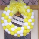 Dolls House Wreath Happy Easter Yellow and White Pom Pom Miniature Decoration 1:12th Scale