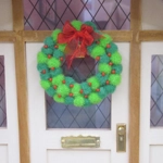 Dolls House Christmas PomPom Wreath Miniature Door Decoration 1:12 Scale