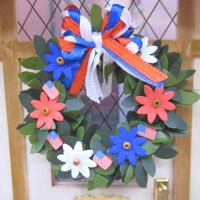 Dolls House 4th July Wreath Independence Day Miniature Door Decoration 1:12 Scale