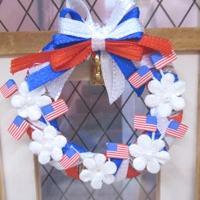 Dolls House Wreath 4th July USA Flag Miniature Door Decoration 1:12 Scale