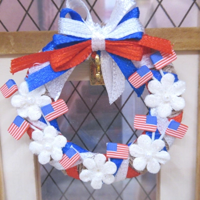 Dolls House Wreath 4th July USA Flag Miniature Door Decoration 1:12 Scale