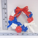 Dolls House Wreath Red White Blue Flowers and Bows 4th July Miniature Door Decoration 1:12 Scale