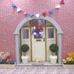 Dolls House Wreath Red White Blue Flowers and Bows 4th July Miniature Door Decoration 1:12 Scale