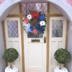 Dolls House Wreath Red White and Blue Miniature 4th July Door Decoration 1:12 Scale