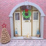 Dolls House Christmas Wreath Miniature Pom Poms Tiny Berries and Red Organza Bow 1:12 Scale