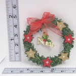 Dolls House Christmas Wreath Red and Gold Stars Noel Miniature Door Decoration 1:12 Scale