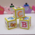 Dolls House Toy Letter Blocks Set of 3 Winnie the Pooh White and Yellow 1:12 Scale Nursery Miniature