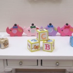 Dolls House Toy Letter Blocks Set of 3 Winnie the Pooh White and Yellow 1:12 Scale Nursery Miniature