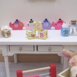 Dolls House Toy Letter Blocks Set of 3 Winnie the Pooh White and Yellow 1:12 Scale Nursery Miniature