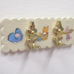 Dolls House Coat Rack Hooks Winnie the Pooh Miniature Nursery Clothes Robe Towel Rail 1:12 Scale