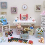 Dolls House Toy Letter Blocks Peter Rabbit Set of 3 Cream Blue Nursery Playroom 1:12 Scale