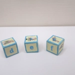 Dolls House Toy Letter Blocks Peter Rabbit Set of 3 Cream Blue Nursery Playroom 1:12 Scale
