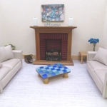 Dolls House Table Blue Tiled Low Coffee Occasional Miniature Furniture 1:12 Scale