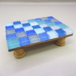 Dolls House Table Blue Tiled Low Coffee Occasional Miniature Furniture 1:12 Scale