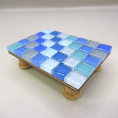 Dolls House Table Blue Tiled Low Coffee Occasional Miniature Furniture 1:12 Scale