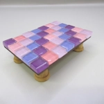 Dolls House Table Pink Purple Tiled Low Coffee Occasional Miniature Furniture 1:12 Scale