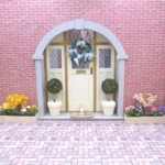 Dolls House Wreath Blue Flowers and White Bows 1:12th Scale Miniature Door Decoration