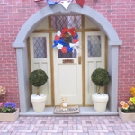 Dolls House Wreath Red White Blue Flowers and Bows 4th July Miniature Door Decoration 1:12 Scale
