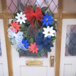 Dolls House Wreath Red White and Blue Miniature 4th July Door Decoration 1:12 Scale