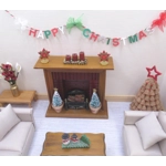 Dolls House Happy Christmas Garland Miniature Decoration 1:12 Scale