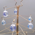 Dolls House Christmas Tree Decorations 6 Hand Decorated Miniature Baubles Blue Silver 1:12th Scale