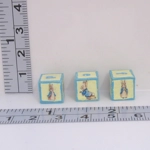 Dolls House Toy Letter Blocks Peter Rabbit Set of 3 Cream Blue Nursery Playroom 1:12 Scale