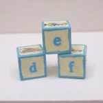Dolls House Toy Letter Blocks Peter Rabbit Set of 3 Cream Blue Nursery Playroom 1:12 Scale