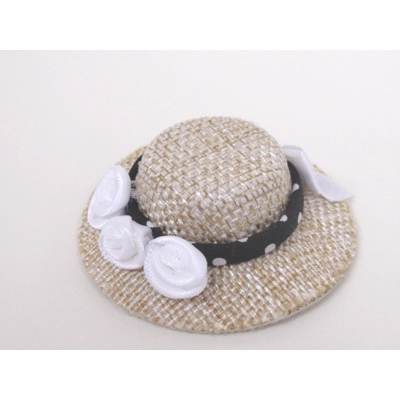 Dolls House Hat Black & White with Satin Roses and Bow Miniature Clothes Accessory 1:12 Scale