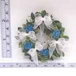 Dolls House Wreath Blue Flowers and White Bows 1:12th Scale Miniature Door Decoration