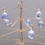 Dolls House Christmas Tree Decorations 6 Hand Decorated Miniature Baubles Blue Silver 1:12th Scale