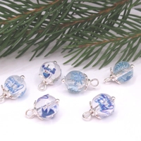 Dolls House Christmas Tree Decorations 6 Hand Decorated Miniature Baubles Blue Silver 1:12th Scale