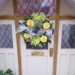 Dolls House Wreath Yellow Roses with Bows 1:12th Scale Miniature Door Decoration